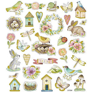Stickers, spring and easter, 15x16,5 cm, 1 sheet