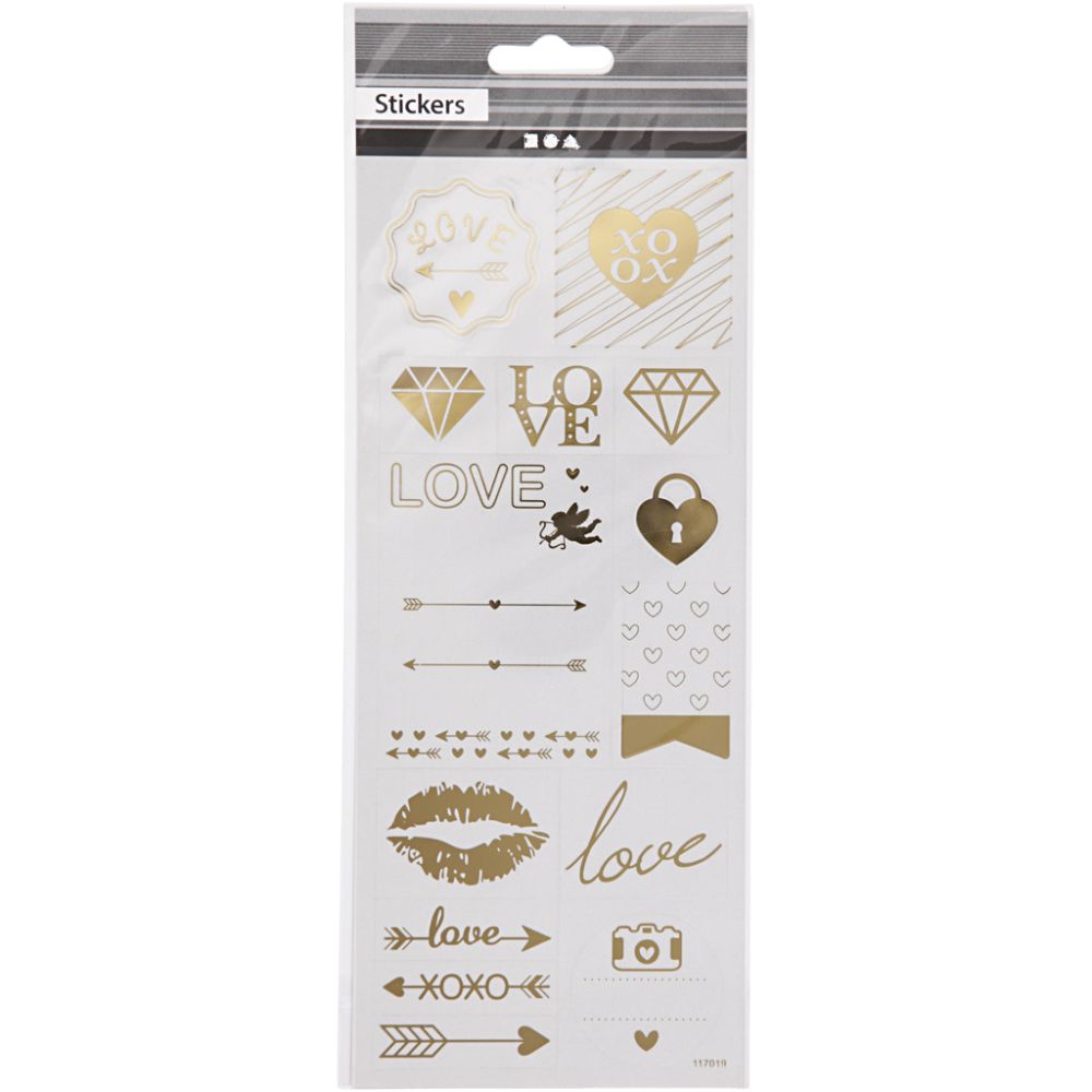 Stickers 10x24cm Sheet - Gold Love