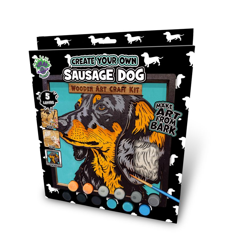 Splat Planet Wood Art Kit - Sausage Dog