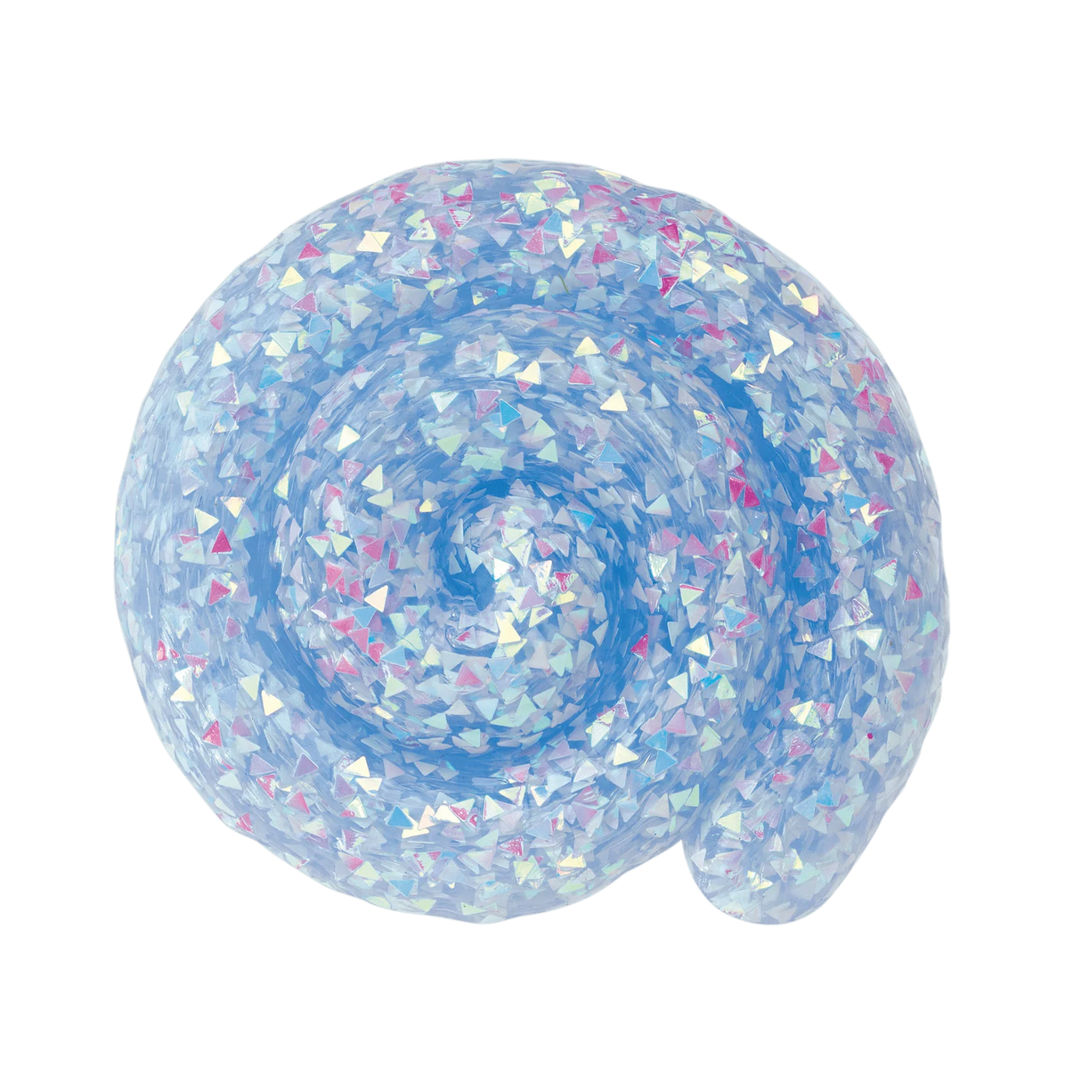 Blue slime with colorful confetti on a white background