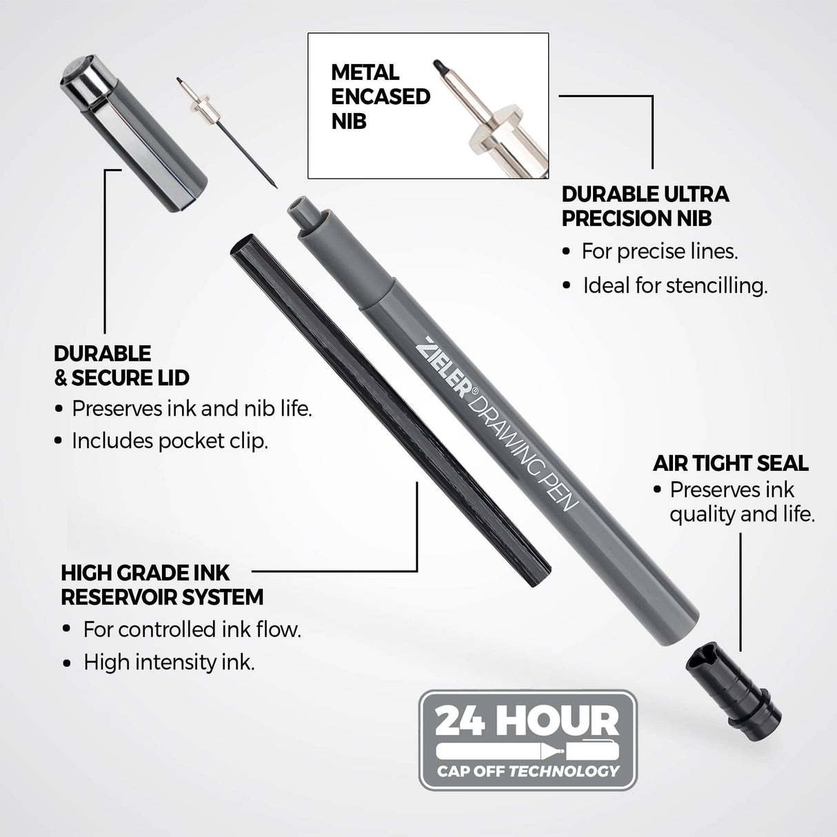 Zieler Drawing & Sketching Set in a Clear A3 Case (26 Pieces)