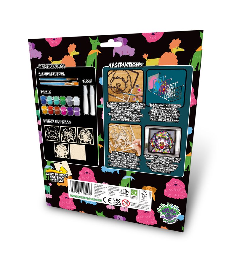 Splat Planet Wood Art Kit - Doodle Dog