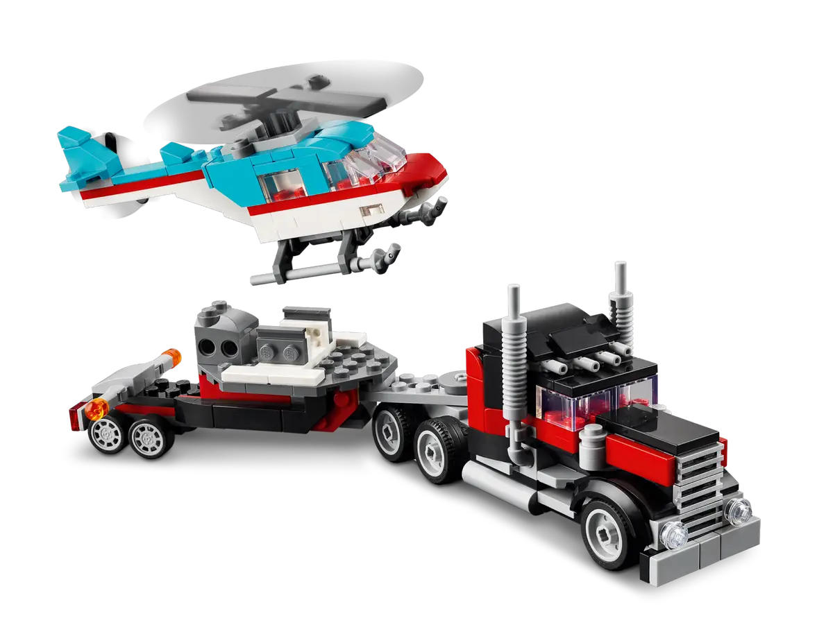 Lego Creator 3in1 Flatbed Truck with Helicopter Set