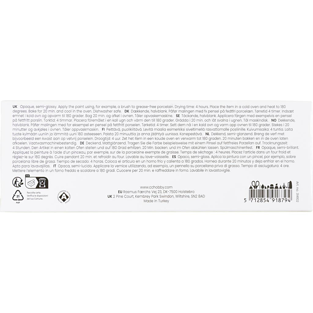 Glass and Porcelain Paint Semi-Glossy Opaque Colou