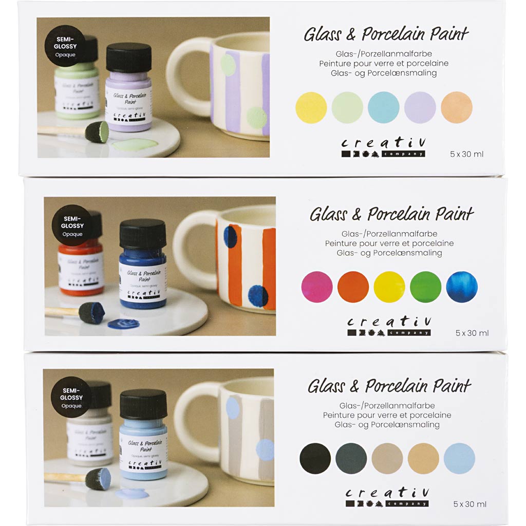 Glass and Porcelain Paint Semi-Glossy Opaque Colours