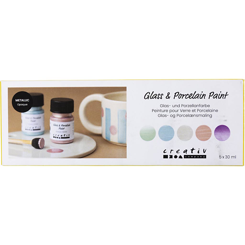 Glass & Porcelain Paint metallic Opaque Pastel Colours