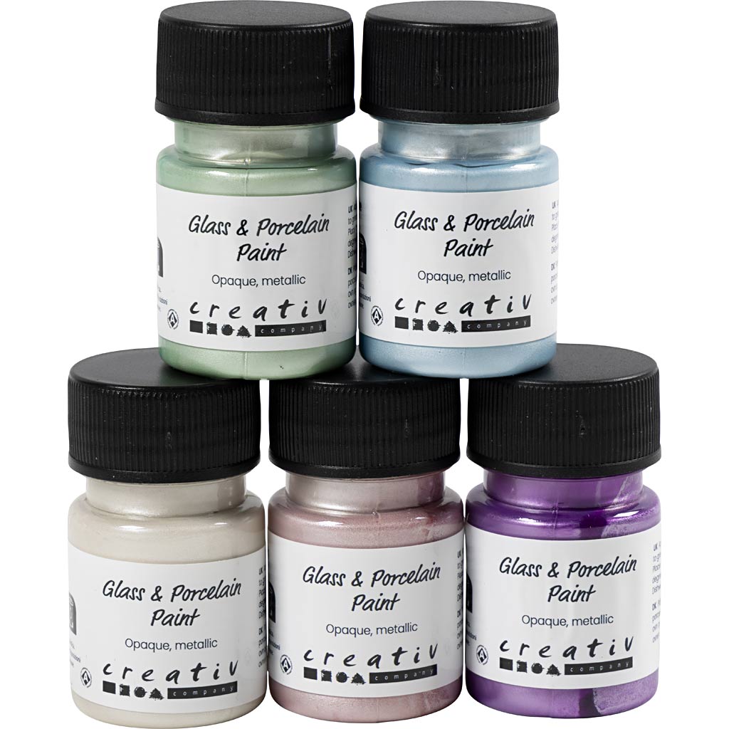 Glass & Porcelain Paint metallic Opaque Pastel Colours