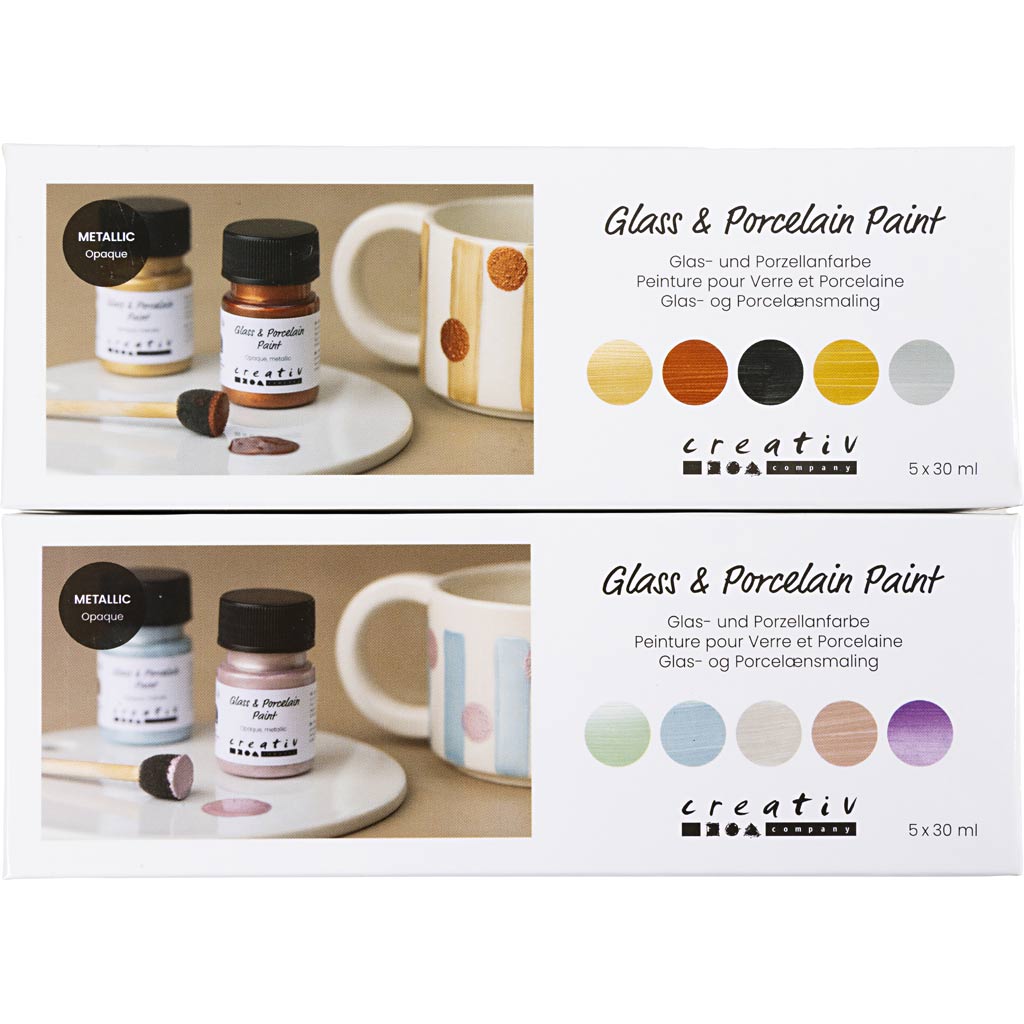 Glass & Porcelain Paint metallic Opaque Pastel Colours