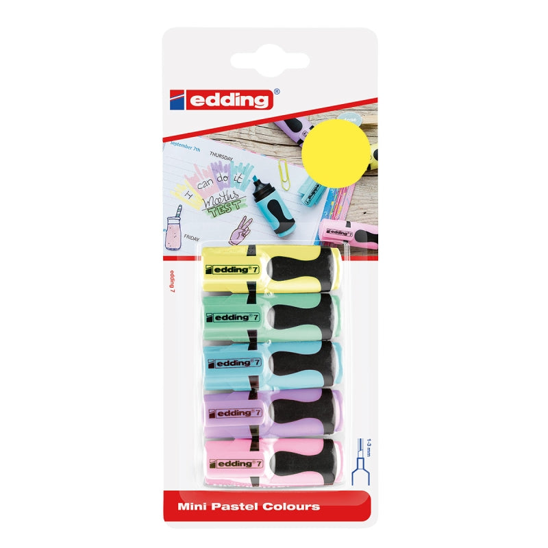 Edding 7 Mini Highlighters - Pastel (Pack of 5)