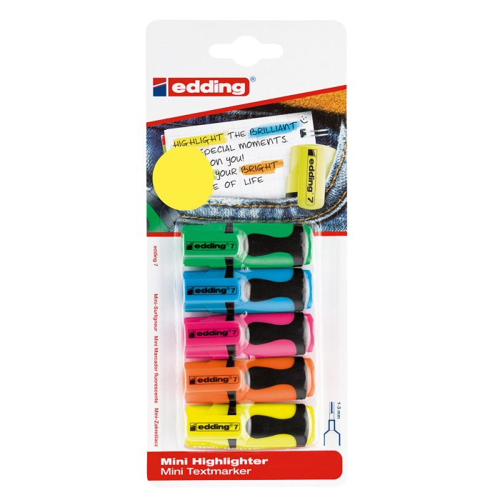 Edding 7 Mini Highlighters (Pack of 5)