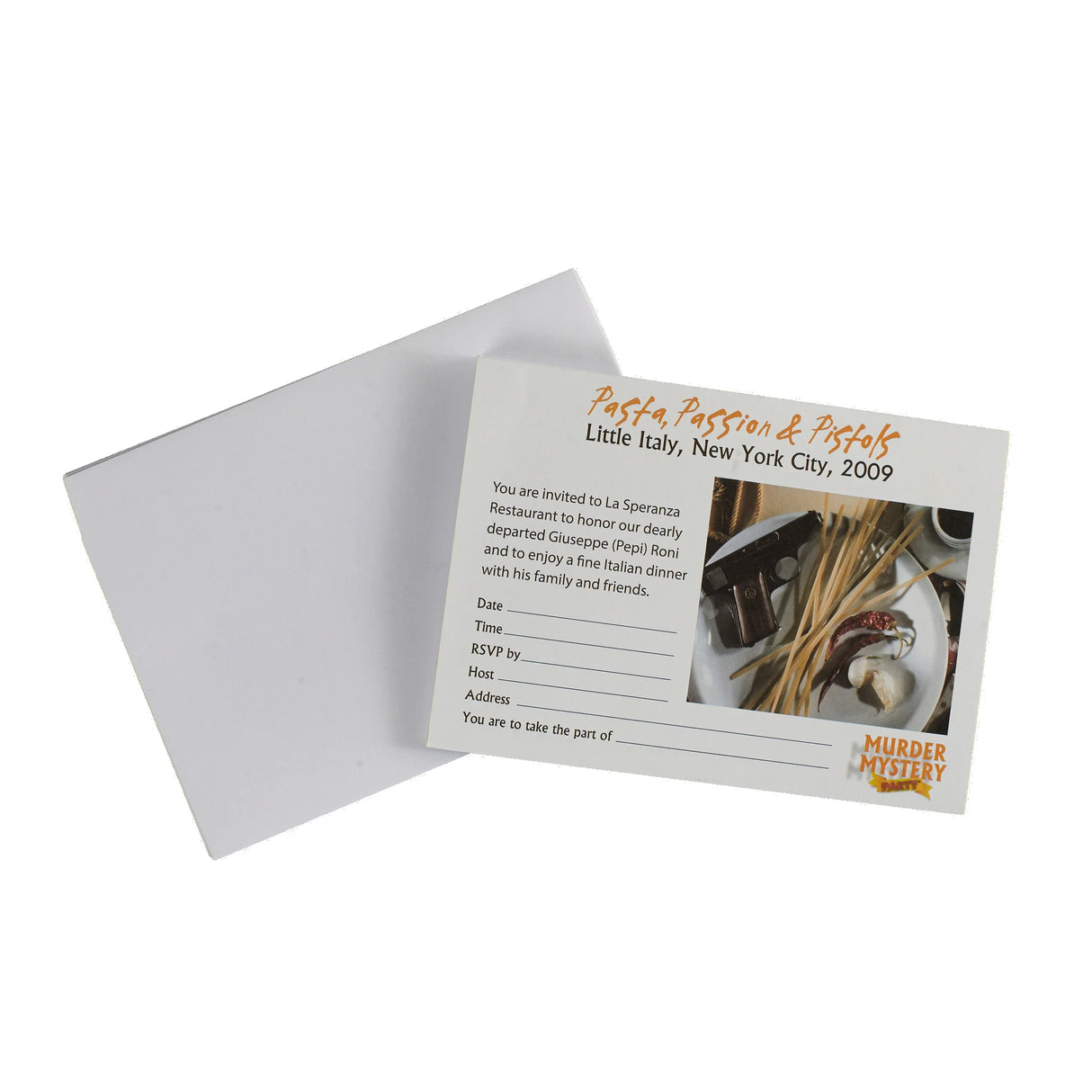 Murder Mystery Party Game - Pasta, Passion and Pistols