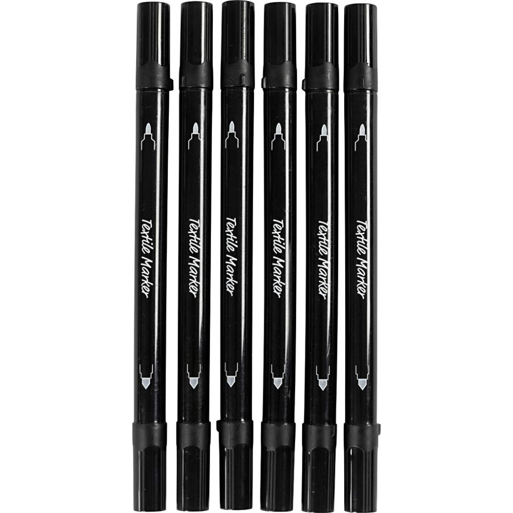 Textile Markers Line 2.3+3.6mm - Black (6 Pieces)