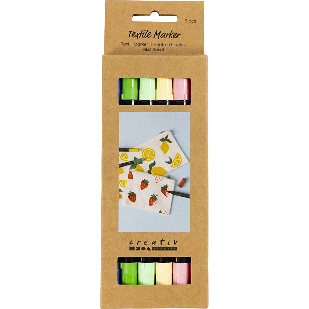 Textile Markers Line 2.3+3.6 - Assorted Colours (6 Pieces)