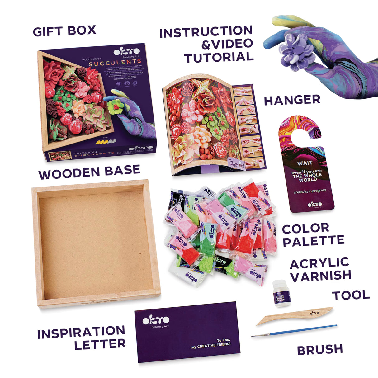 OKTO Wood & Craft DIY Kit - Succulents: Passion