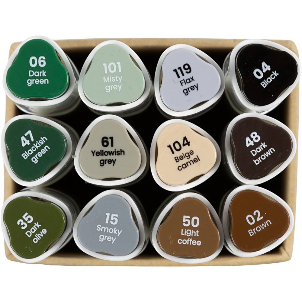 Illustration Markers - Nature Colours 1+8 mm (12 Pack)