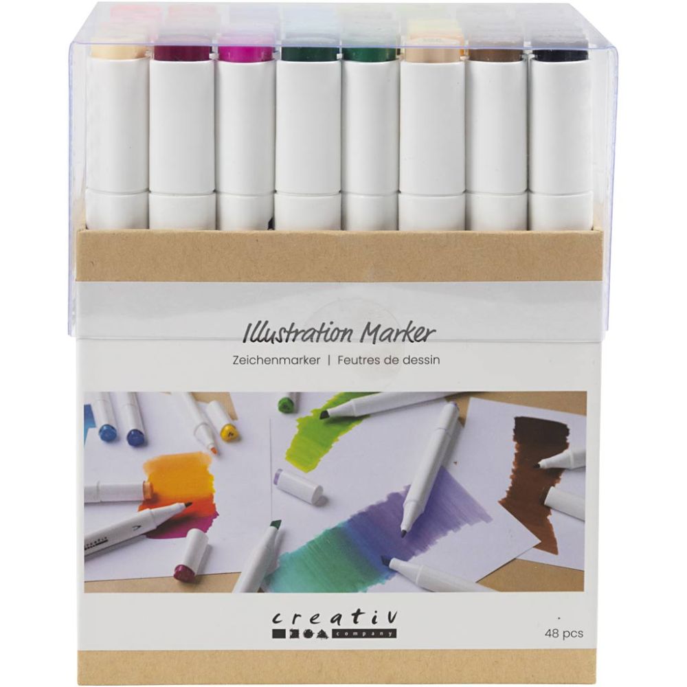 Illustration Markers - Standard Colours 1+8mm (48 Pack)
