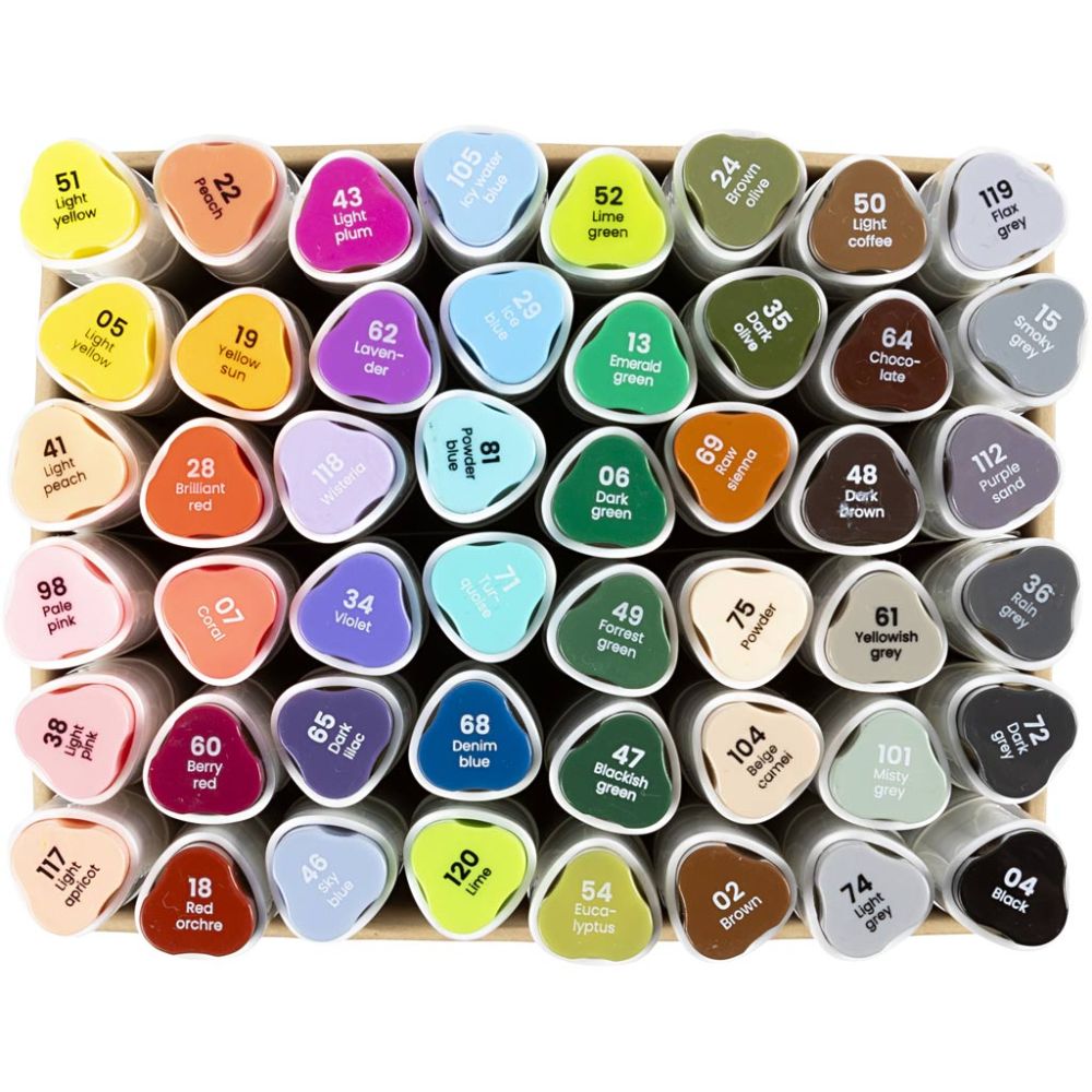 Illustration Markers - Standard Colours 1+8mm (48 Pack)