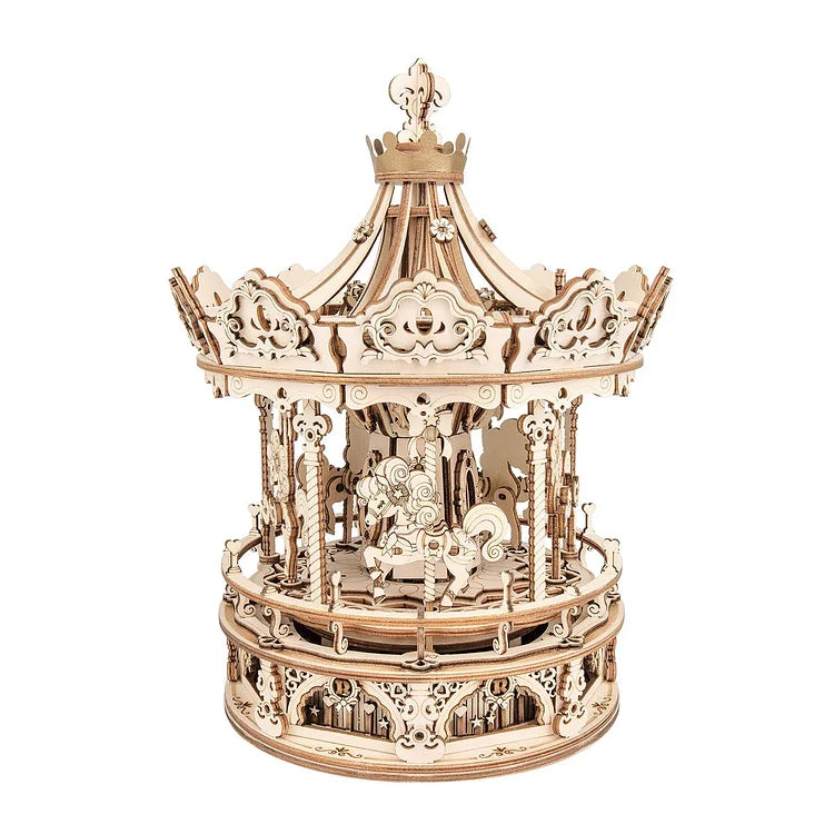 Romantic Carousel 3D Wooden Puzzle Music Box