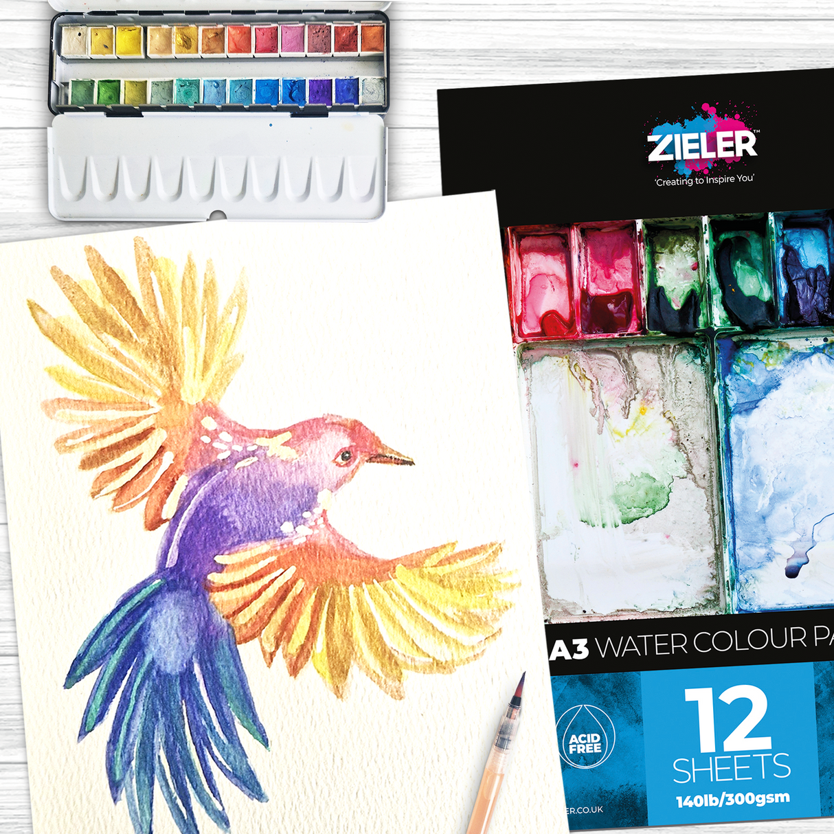 Zieler A3 Watercolour Paper Gummed Pad (12 Sheets)