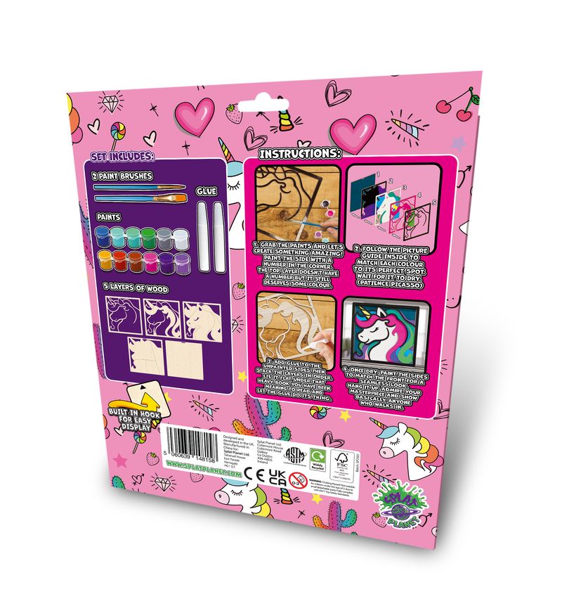 Splat Planet Wood Art Kit - Unicorn