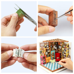 Rolife Sam's Study DG102 Library DIY Miniature Dollhouse
