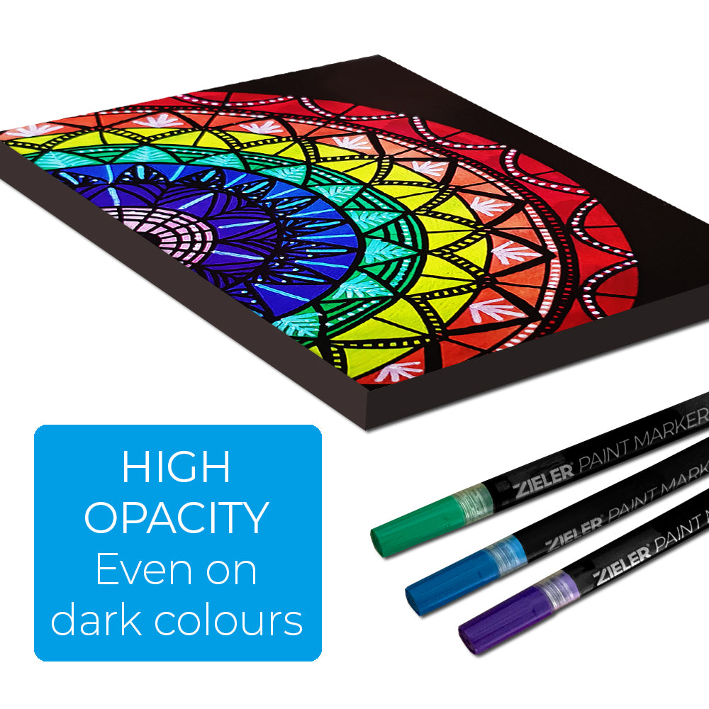 Zieler 12 Paint Marker Pens 1.5mm with A4 Black Paper Pad Set