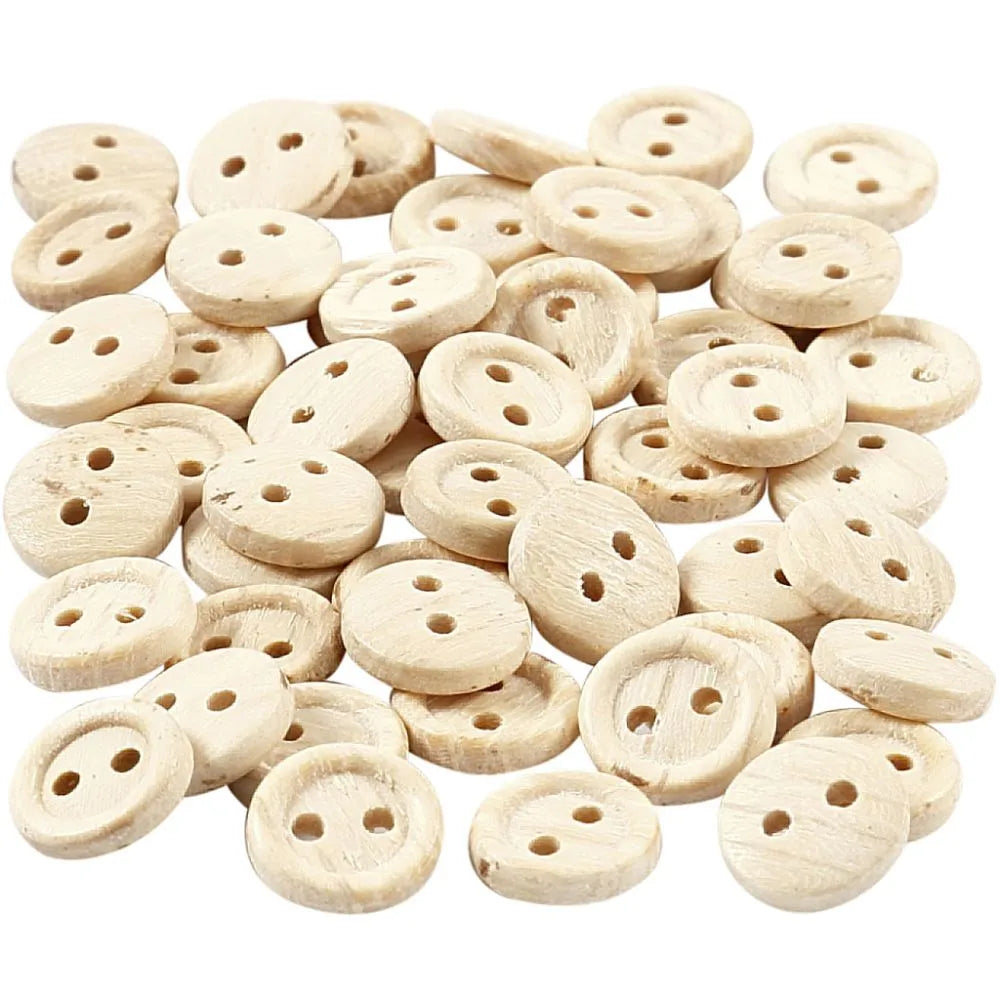 Wooden Buttons 8 mm, 2 Holes (50 Pack)