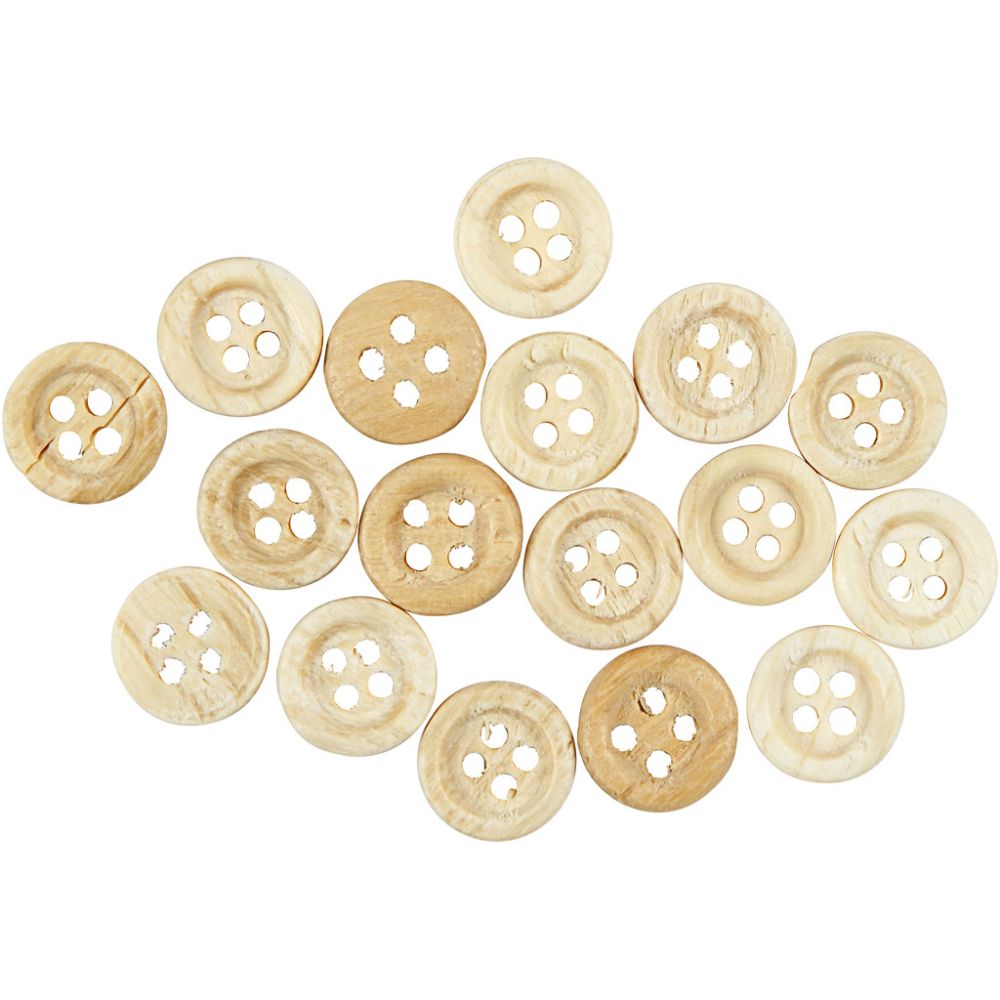 Wooden Buttons 8 mm, 2 Holes (50 Pack)