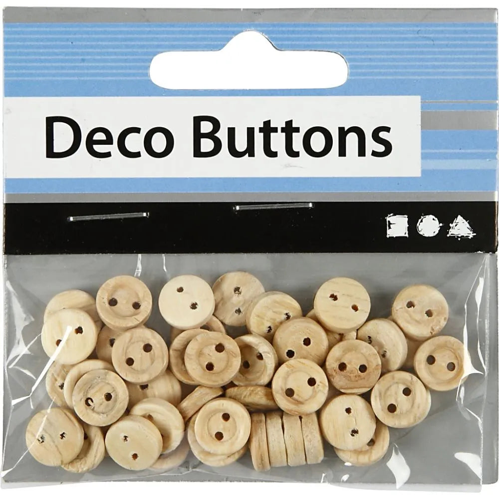 Wooden Buttons 8 mm, 2 Holes (50 Pack)