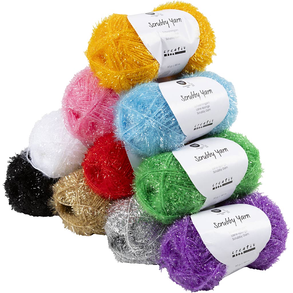 Scrubby Yarn L: 10x90m 10x50g - Assorted Colours
