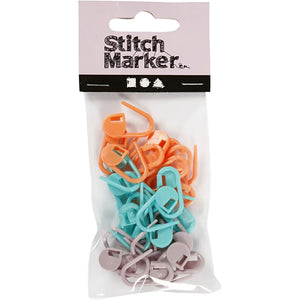 Stitch Marker, L: 22 mm, 30 pcs, green, purple, or