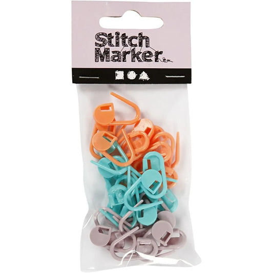 Stitch Marker, L: 22 mm, 30 pcs, green, purple, or