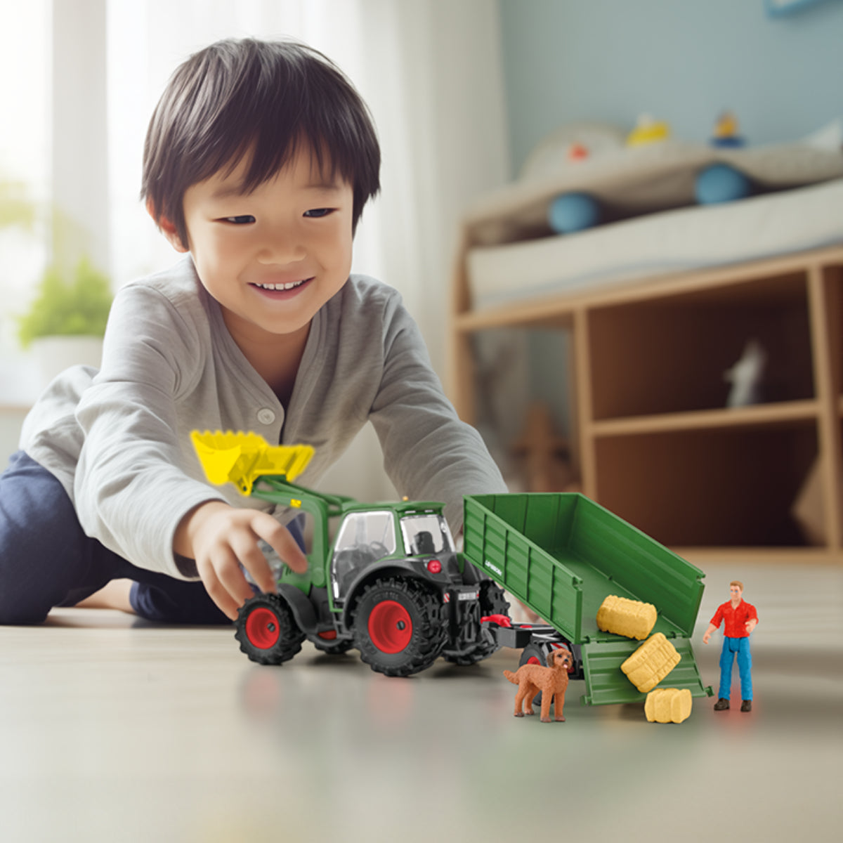 Schleich Farm World Tractor with Trailer Set