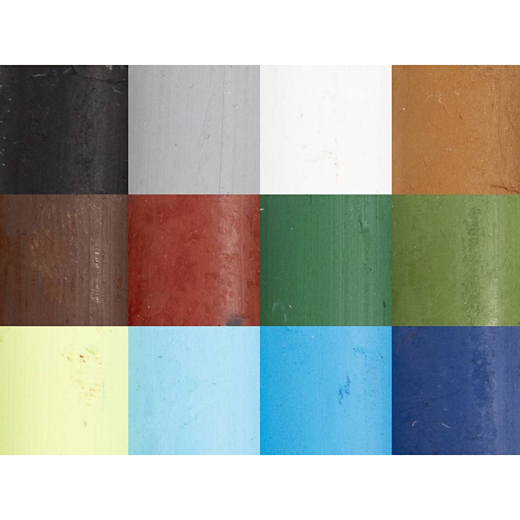 Oil Pastels L:7cm Thickness 11mm Nature Colours (12 Pack)