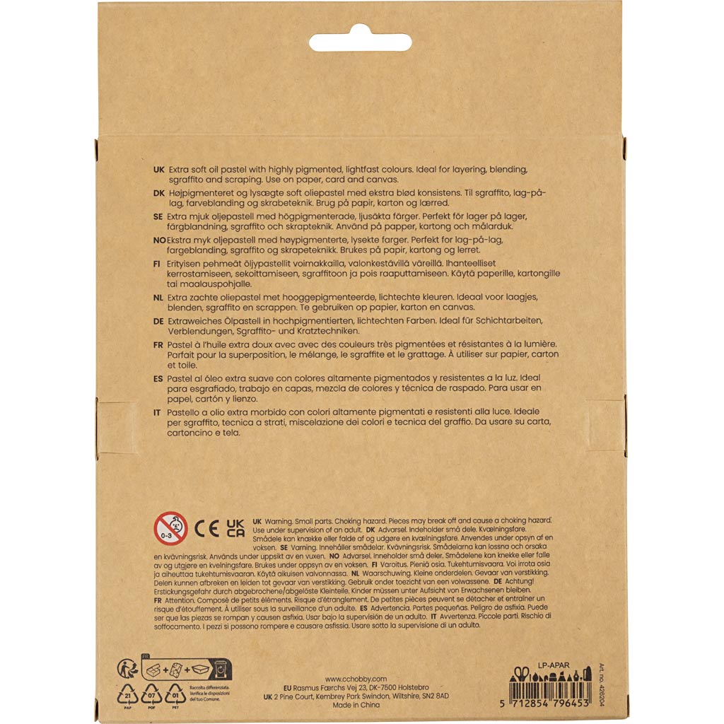 Oil Pastels 7cm Thickness 11mm - Pastel Colours (24 Pack)