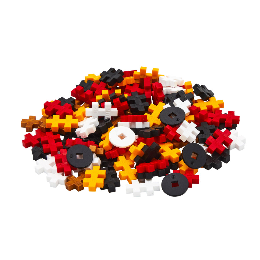 Colorful puzzle piece building block set on a white background