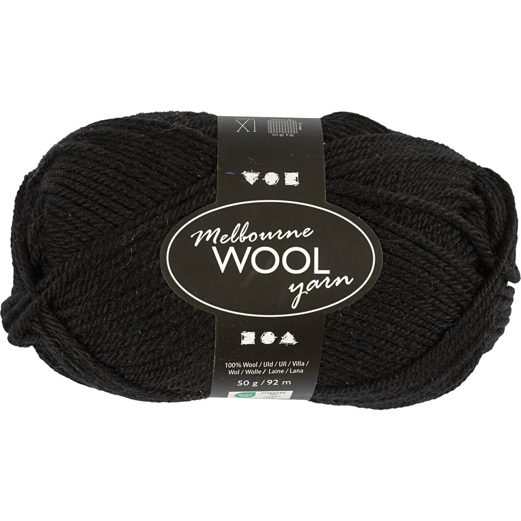 Melbourne Wool Yarn L: 92m Needle 4-5.5 Black 50g