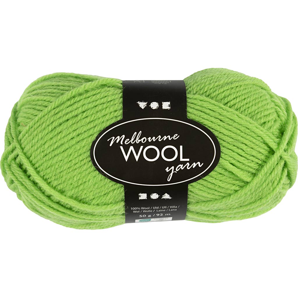 Melbourne Wool Yarn L: 92m Needle 4-5.5 Neon Green 50g Ball