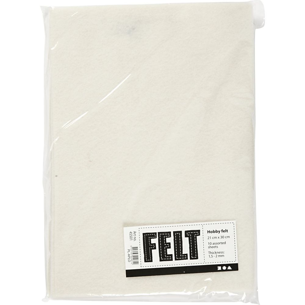 A4 Felt Sheets - Off-White (Pack of 10)