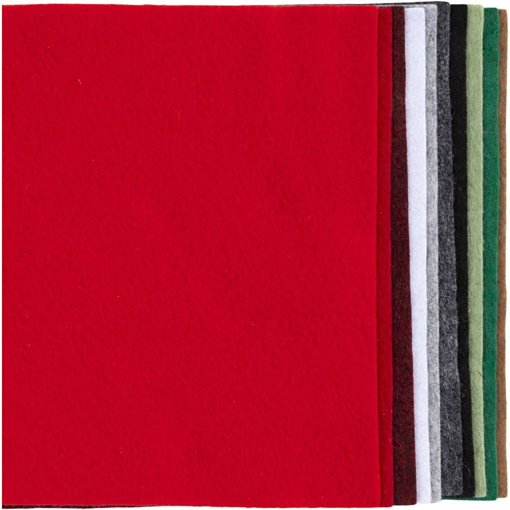 Craft Felt A4 210x297mm - Christmas Colours (10 Pack)