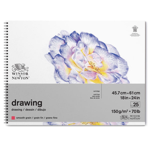 Winsor and Newton Smooth Grain Cartridge Pad 150gsm - 18x24'' Spiral