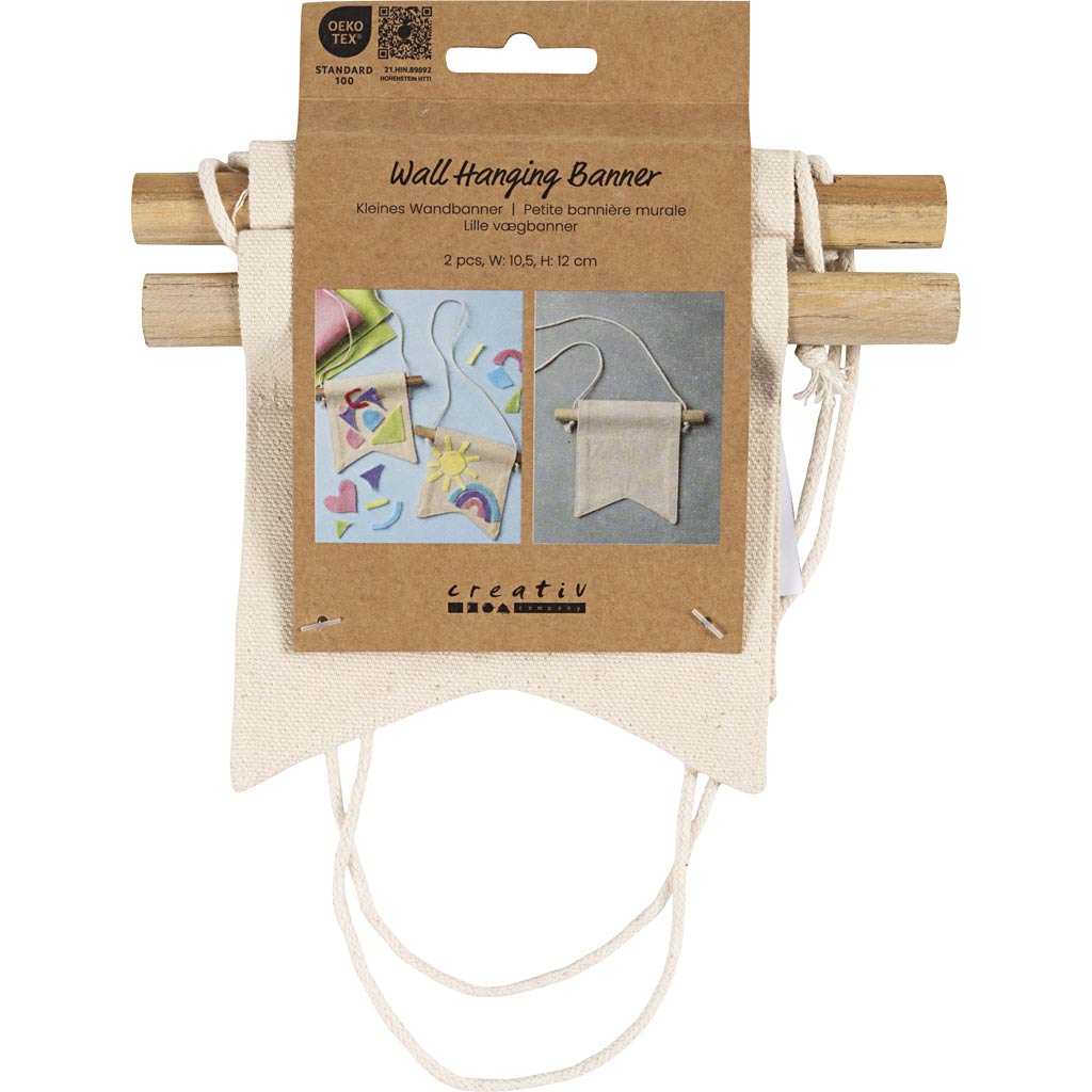 Small Wall Banner - Swallowtail Shape H:12cm W:105 300g - Light Natural (2 Pack)
