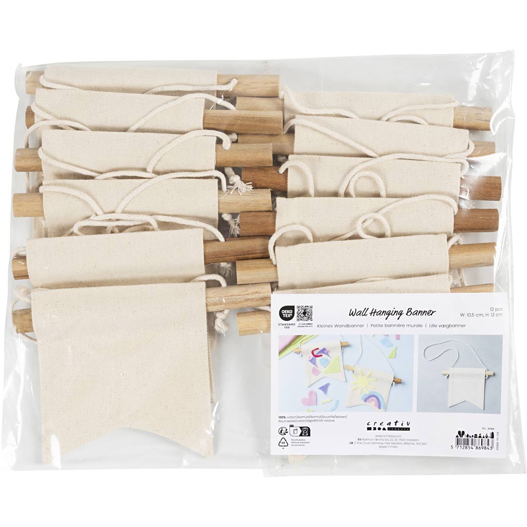 Small Wall Banner Swallowtail shape H:12cm W:105cm 300g - Light Natural (12 Pack)