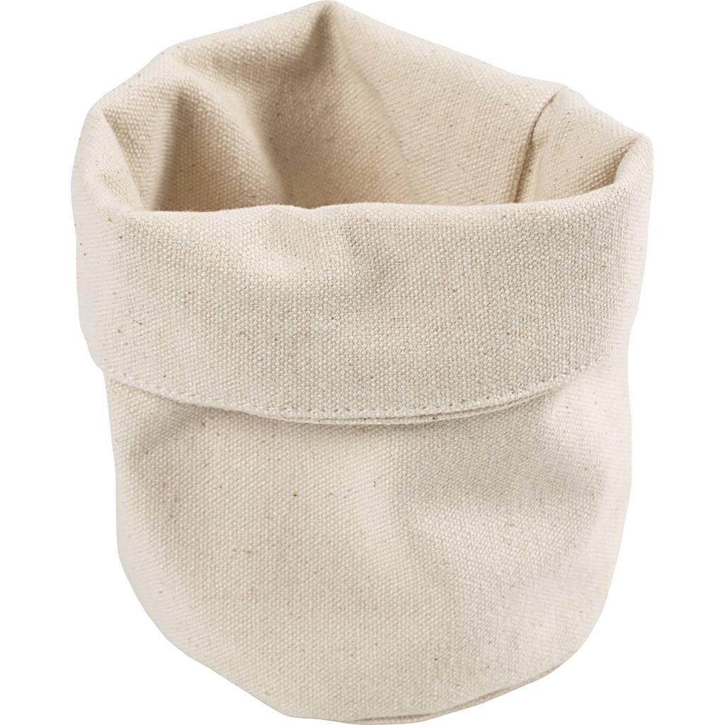 Fabric Baskets H:14.5cm Dia. 9cm - Natural (2 Pack)