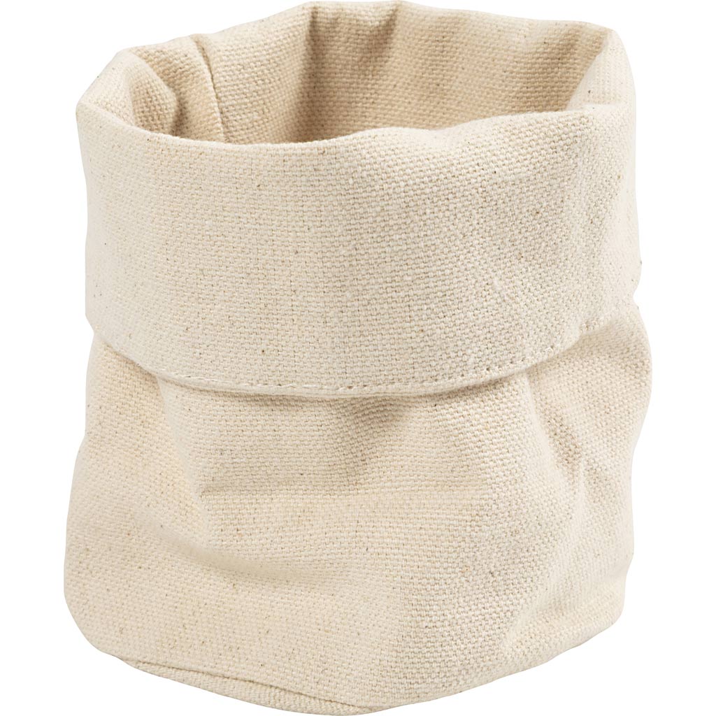 Fabric Baskets H:14.5cm Dia. 9cm - Natural (2 Pack)
