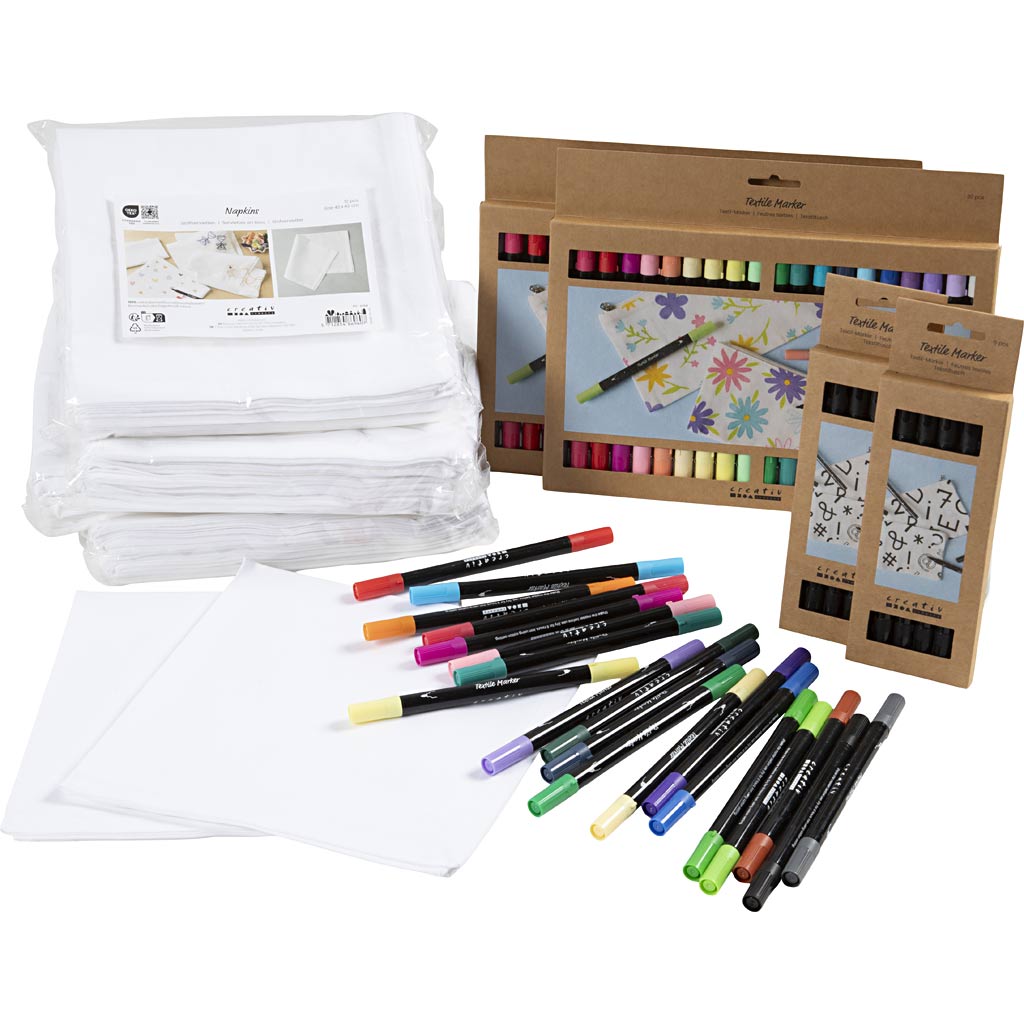 Group Craft Kit - Paint Your Own Fabric Napkins (60 Pieces)