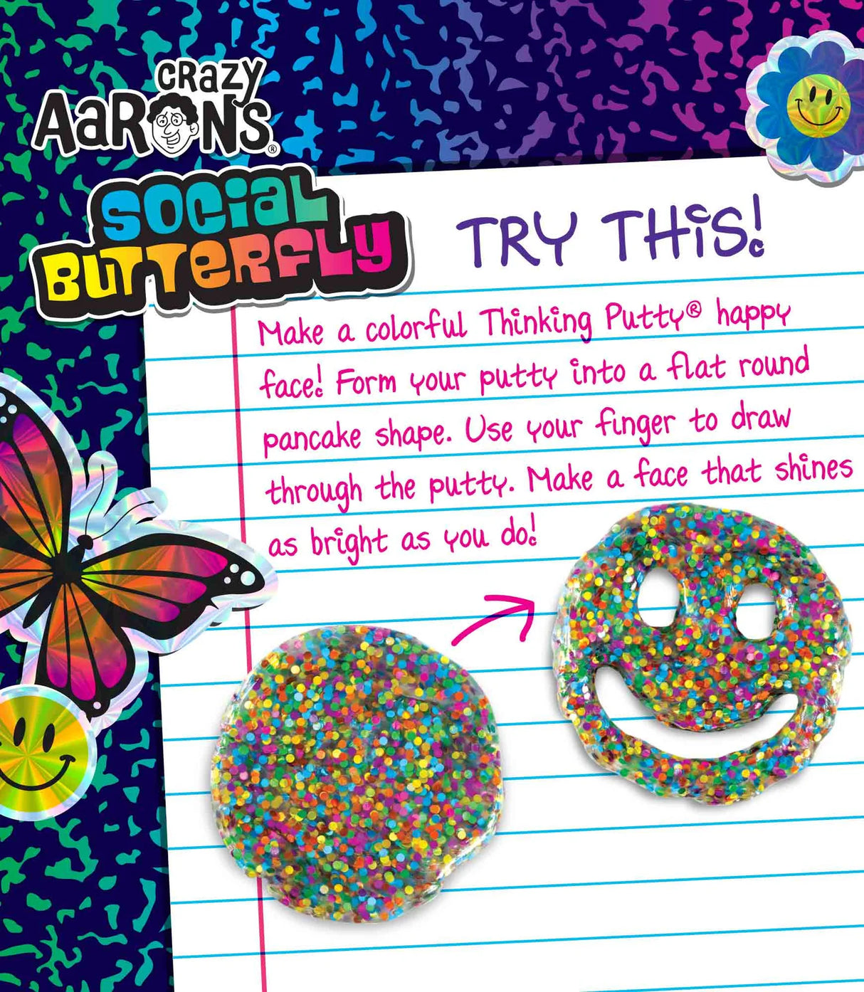 Crazy Aaron's Trendsetters Social Butterfly Thinking Putty Slime