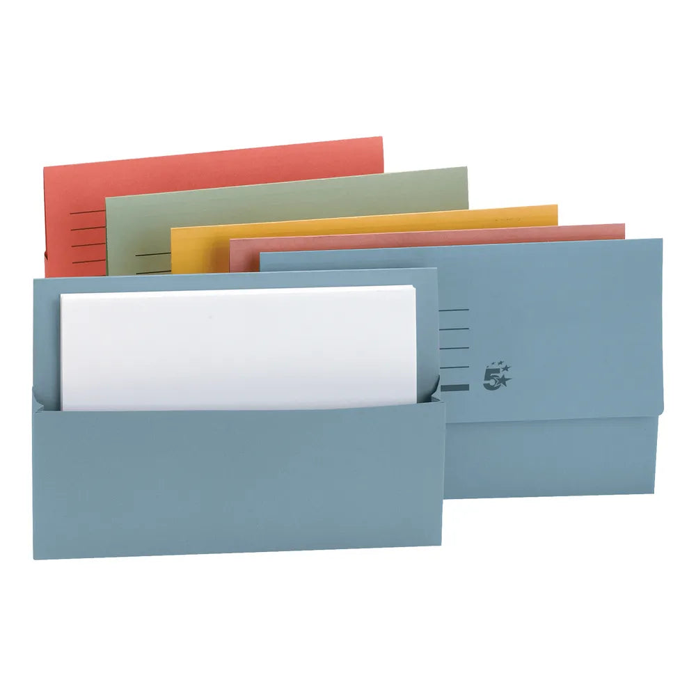 5* Recycled Half Flap Document Wallet Foolscap 250gsm (50 Pack)
