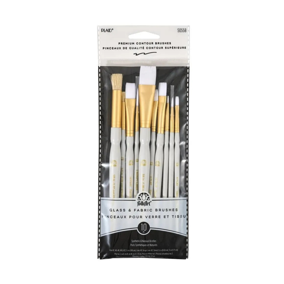 Folkart Brush Set - Glass and Fabric Set (10 Pcs)