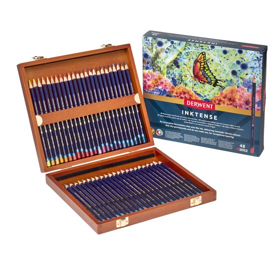Derwent Inktense Pencils - Wooden Box of 48